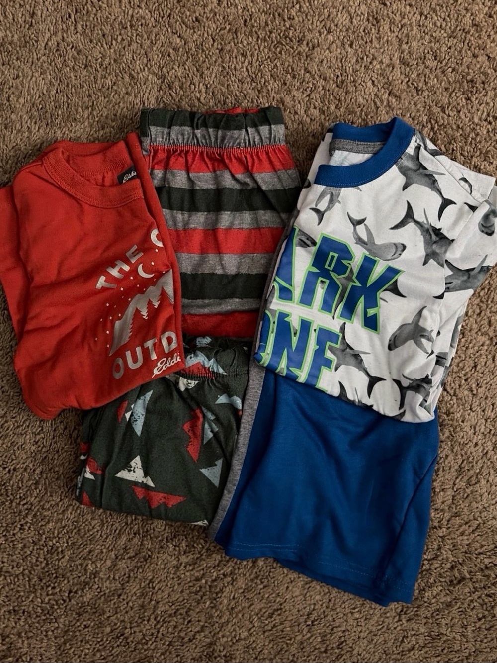 Shark Zone Pajama Bundle – 2 Complete Pajama Sets Size 8 | Boys Sleepwear